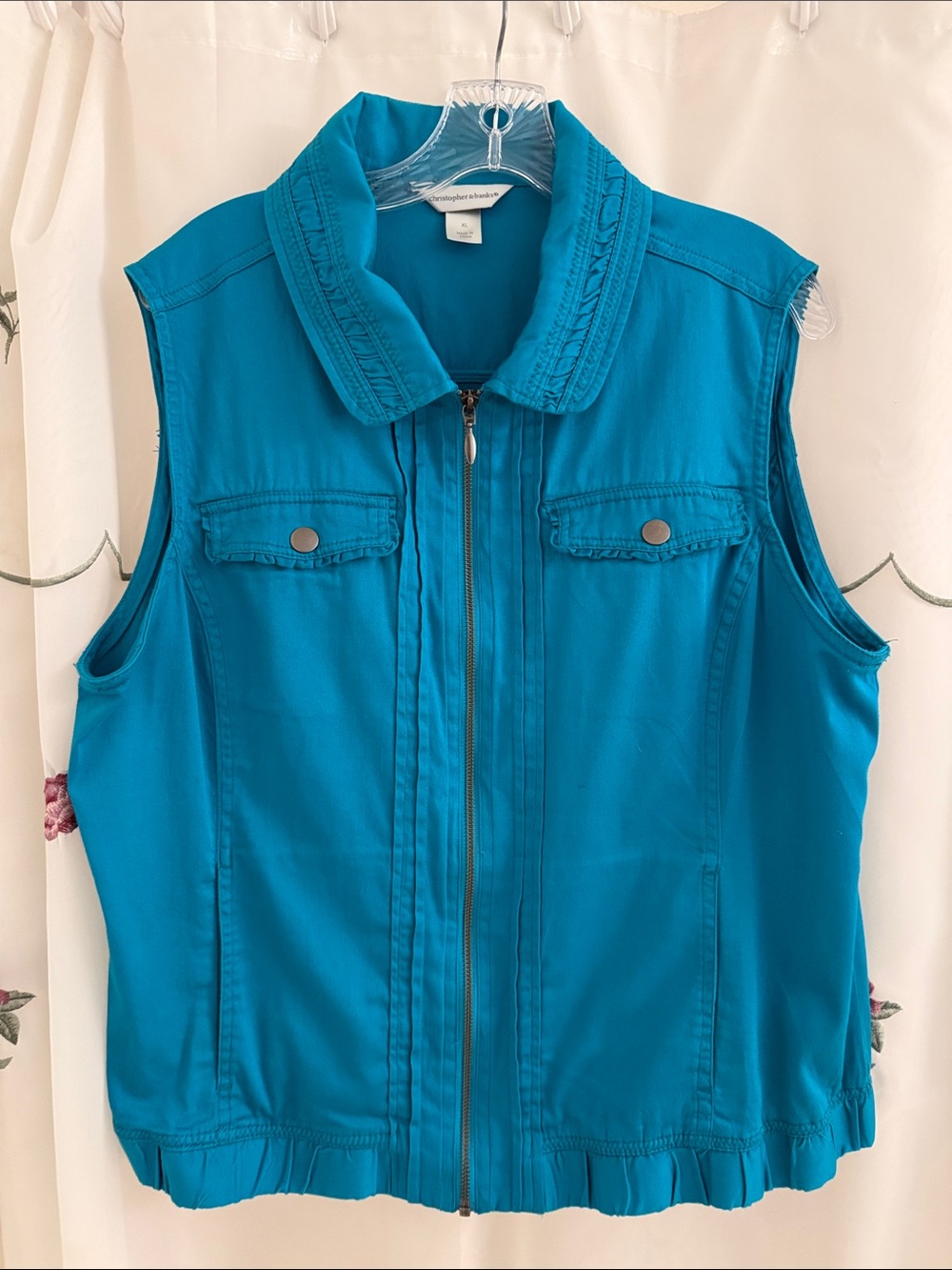 Christopher & Banks Turquoise Zippered Front Structured Cotton Vest